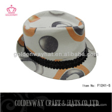 colorful cotton high printing fedora hat for party new design floding hats